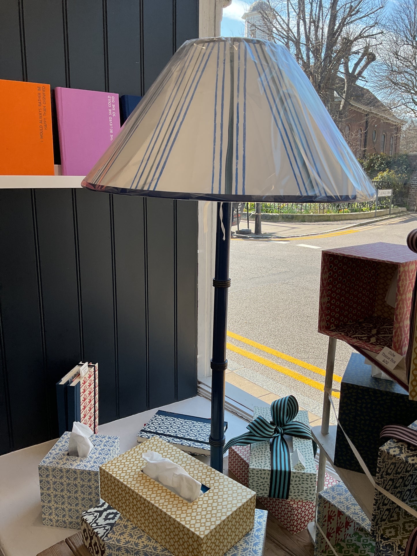 YP Tall Vintage Blue Lamp Base & Shade