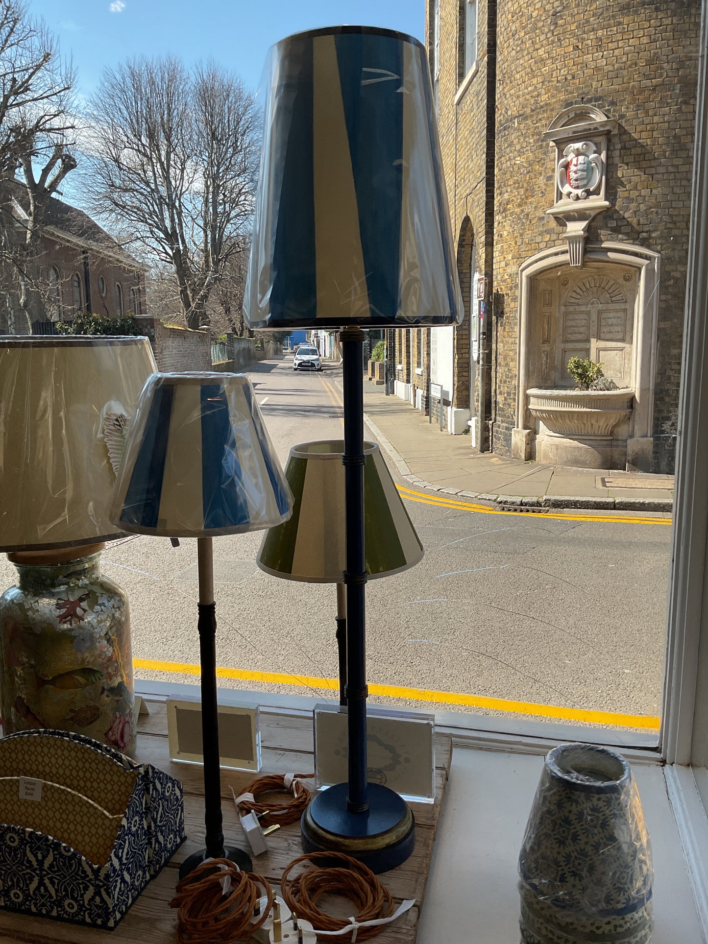 YP Tall Vintage Blue Lamp Base & Shade