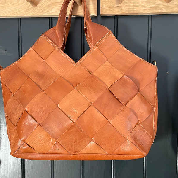 MAROC woven leather bag Large square
