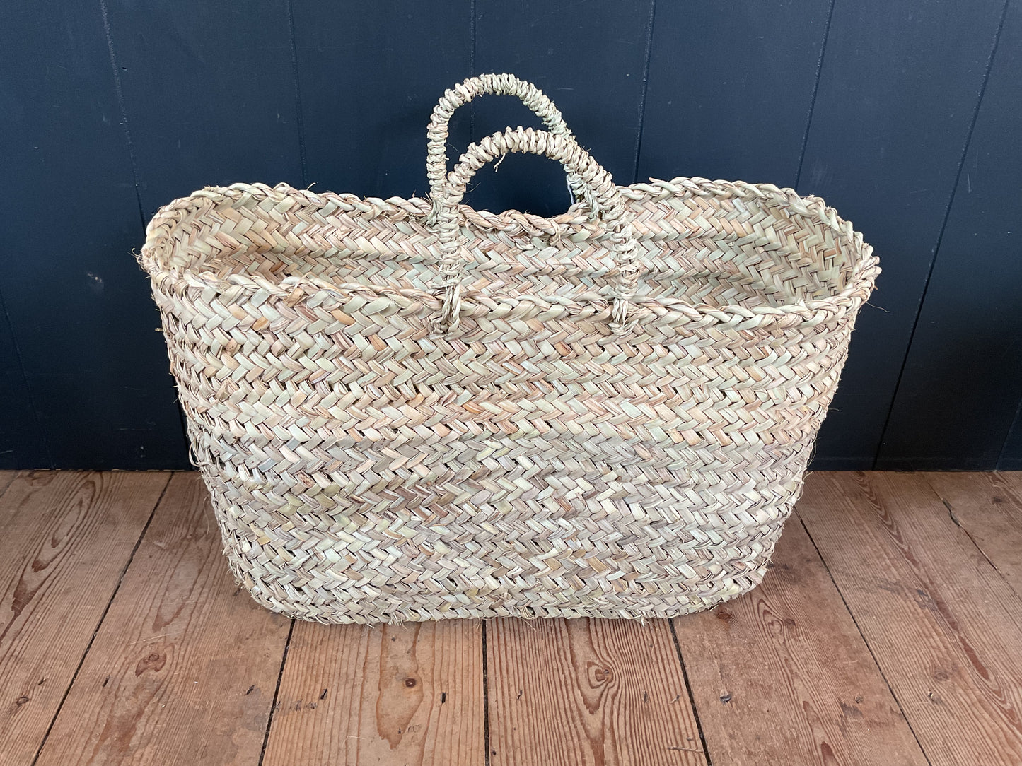 Maroc Rectangular Palm Shopping Basket - Medium