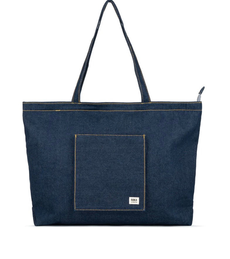 Roka Portobello Large Tote Bag - dark wash denim