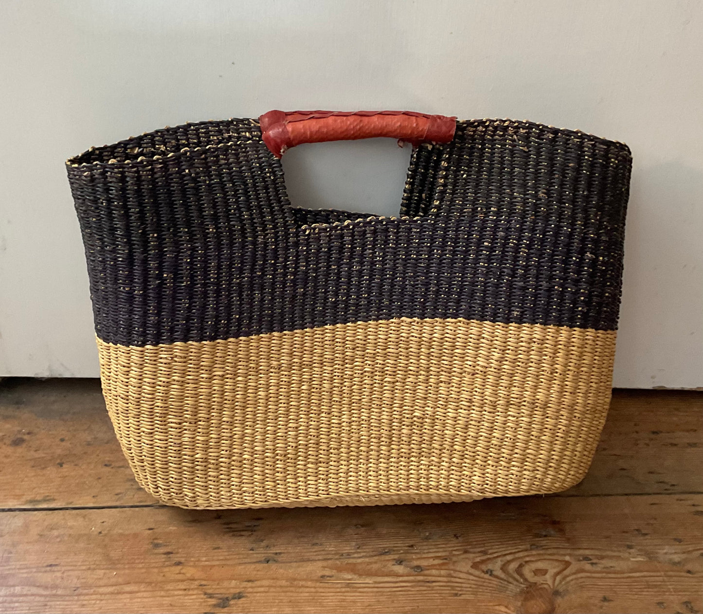 Maroc Bolga Two Tone Large Clutch Basket with Handle
