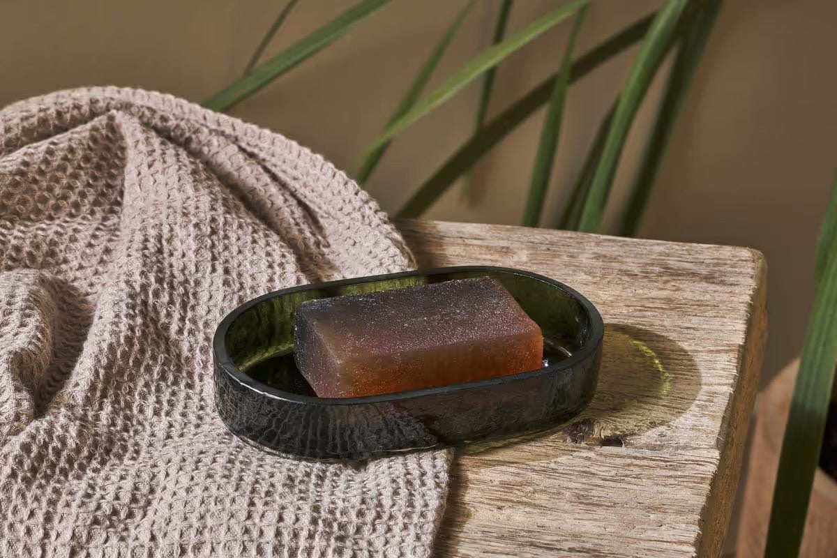 Nkuku Recycled Hammered Glass Soap Dish