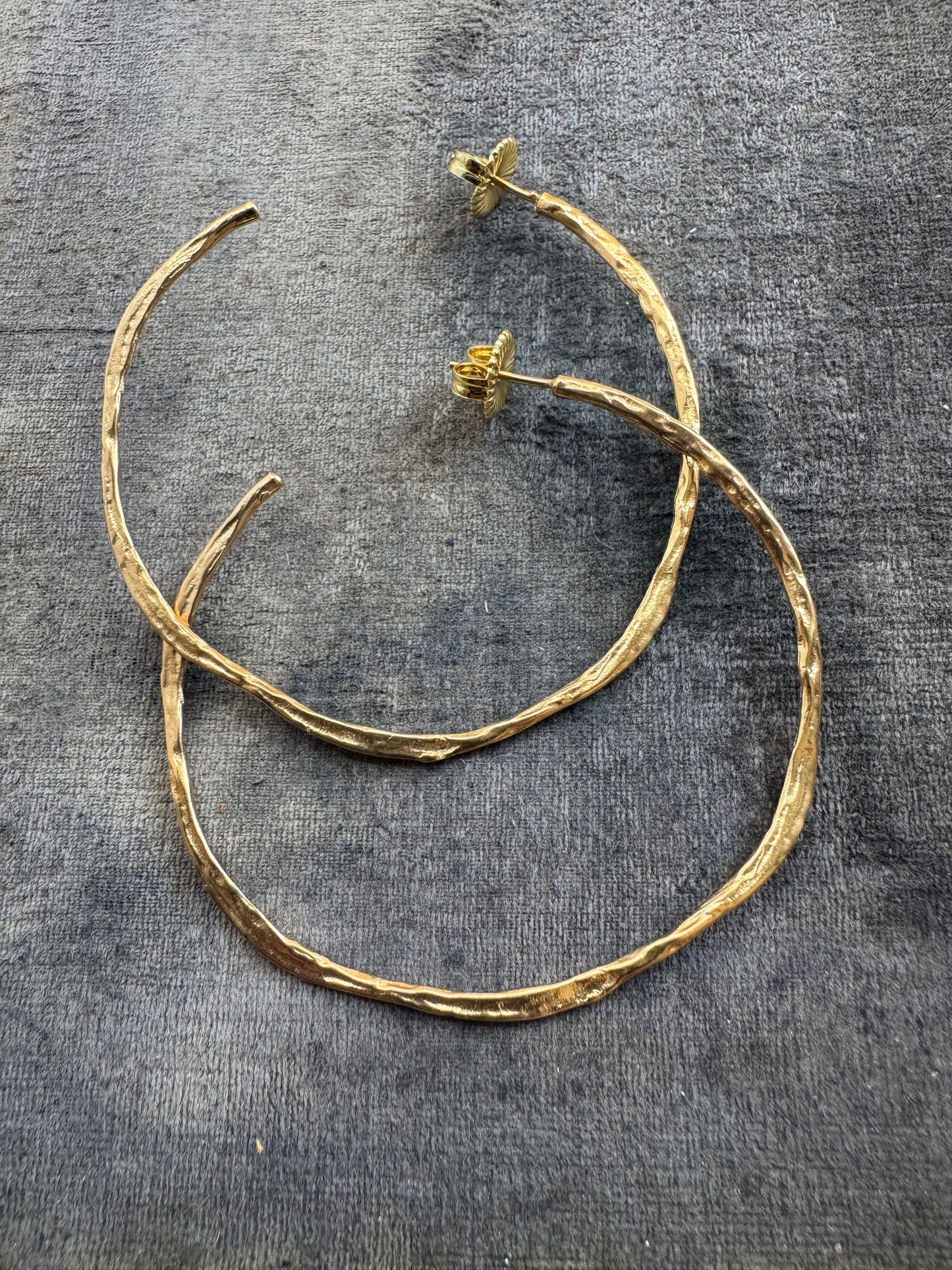 Van Peterson 18ct gold plated Hammered Hoops