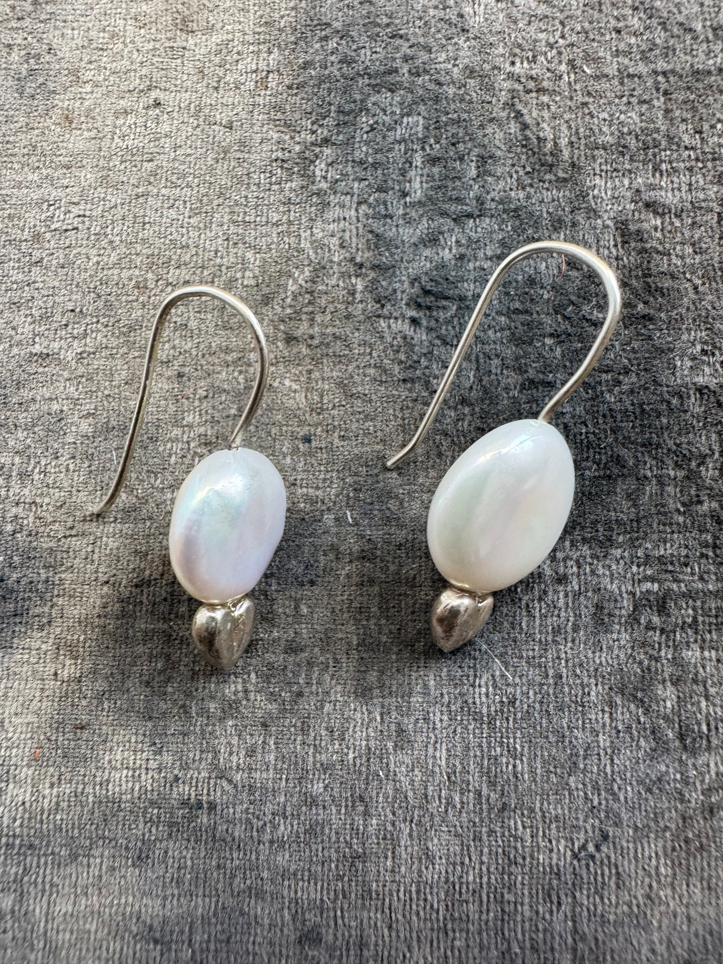 Van Peterson Sterling Silver with Pearl Heart Earrings