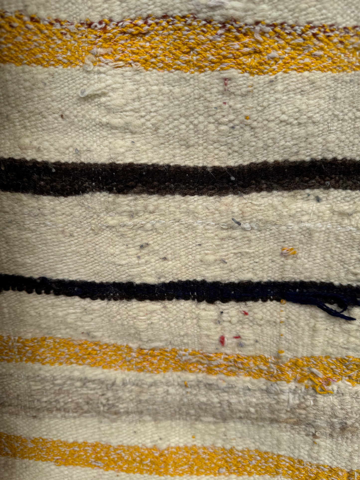 MAROC Vintage Berber Textile CREAM GREEN YELLOW STRIPE RUG