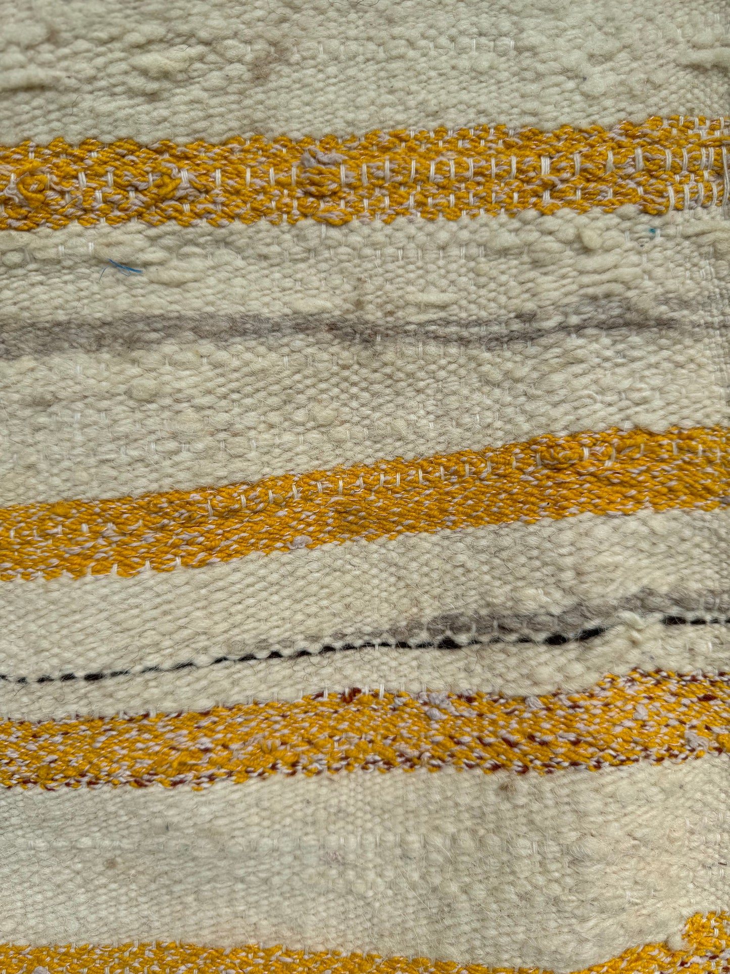 MAROC Vintage Berber Textile CREAM GREEN YELLOW STRIPE RUG