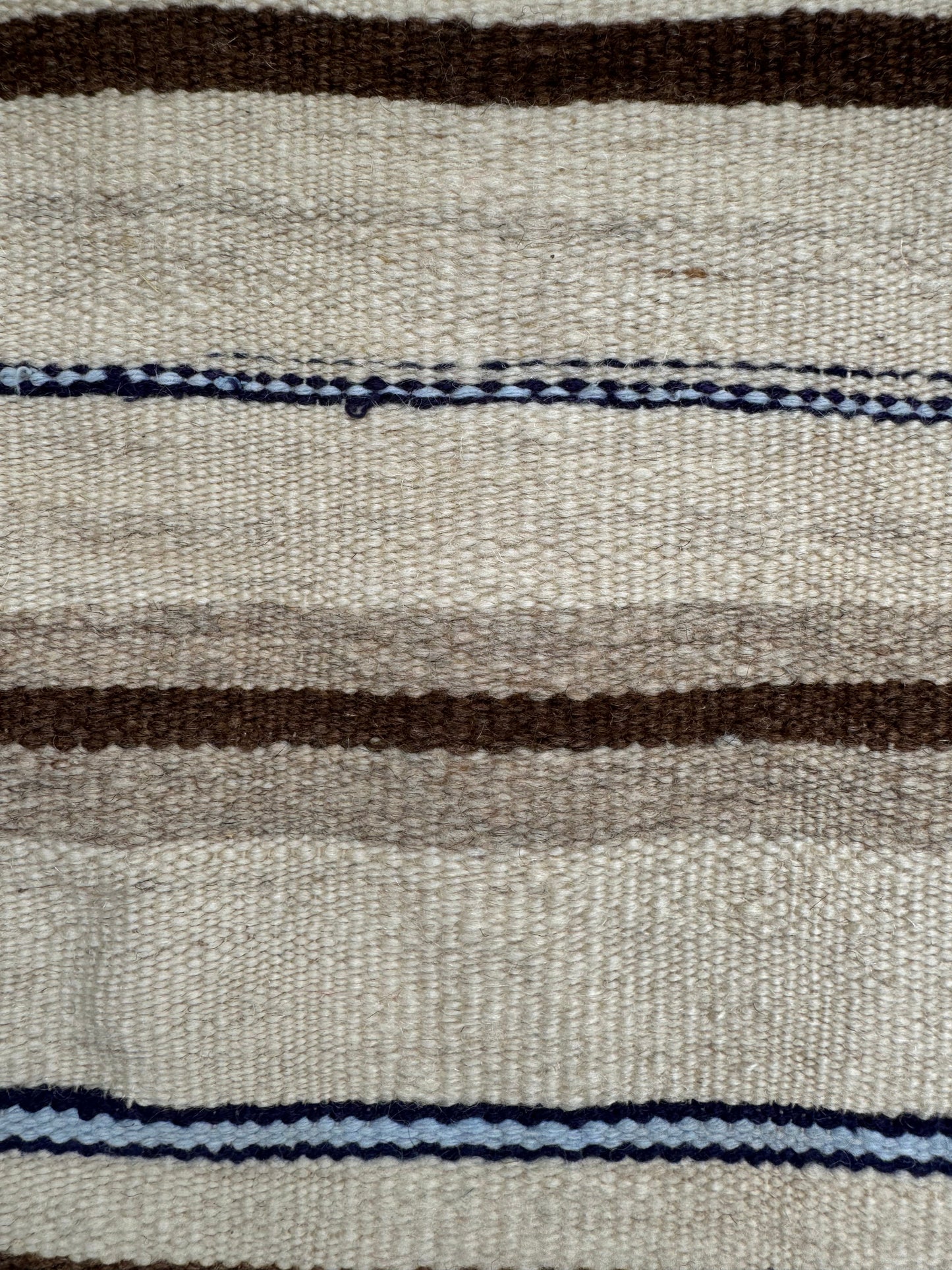 MAROC Vintage Hanbal Rug CREAM BROWN BLUE STRIPE