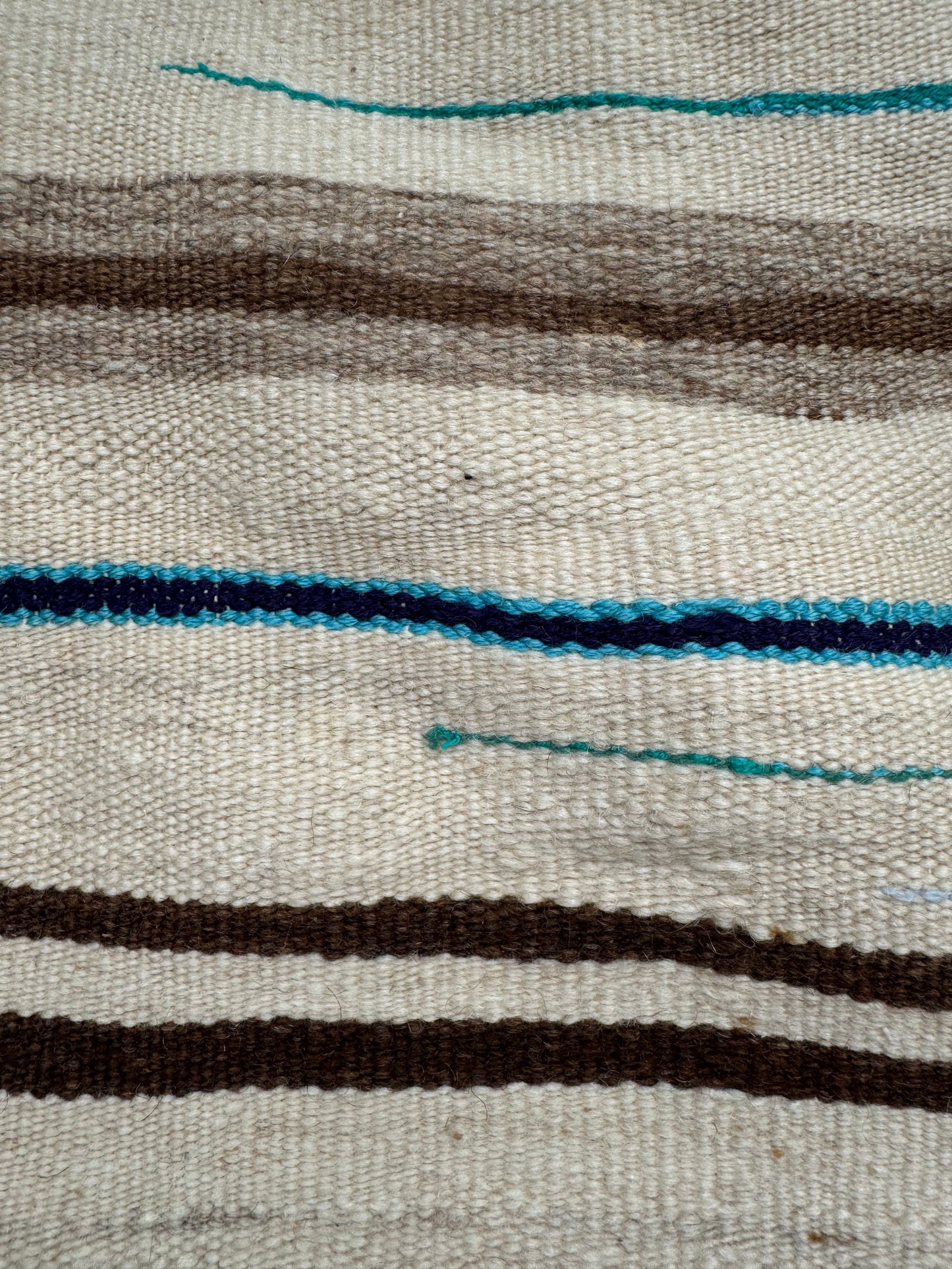 MAROC Vintage Hanbal Rug CREAM BROWN BLUE STRIPE