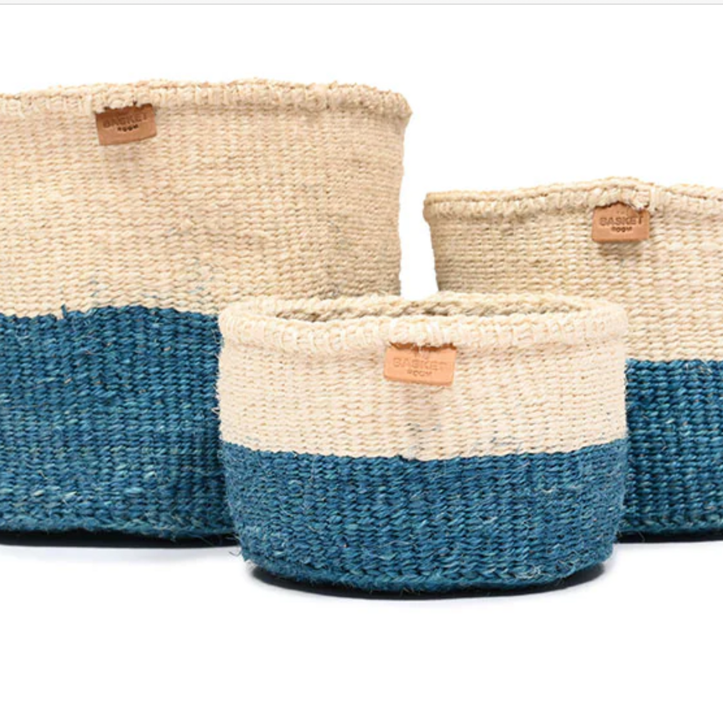 Basket Room MSINGI Teal Block Woven Basket