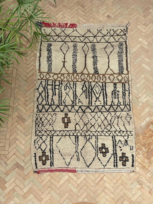 MAROC Vintage Azilal Rug Black Cream Brown Red  MVR10233