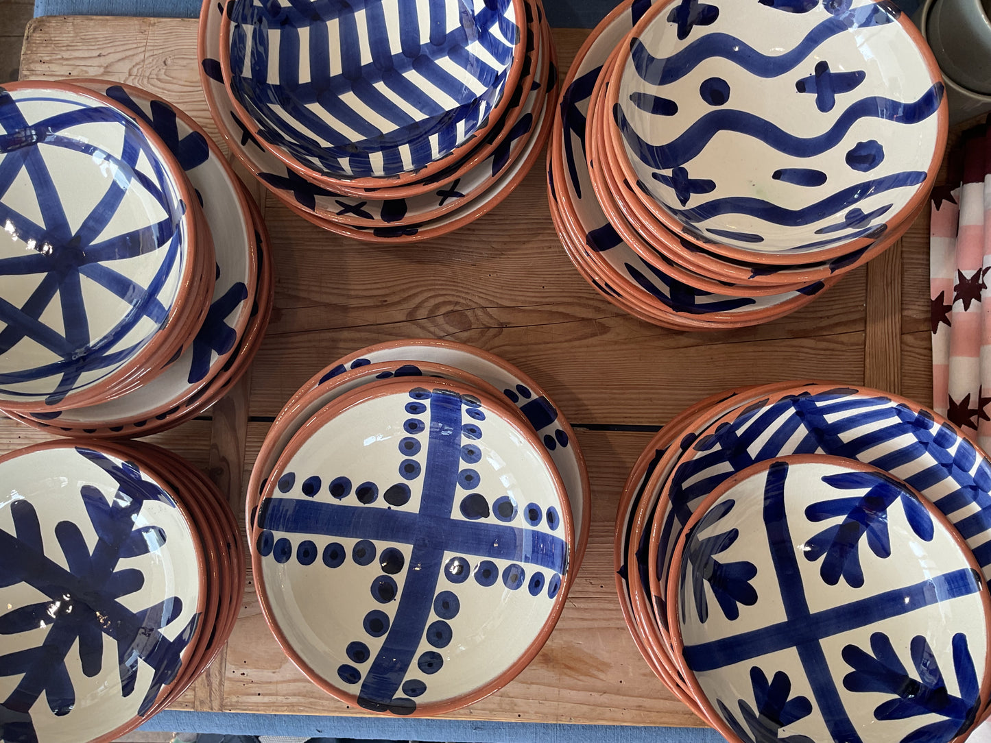 MAROC CERAMICS Blue / White Terracotta Bowls