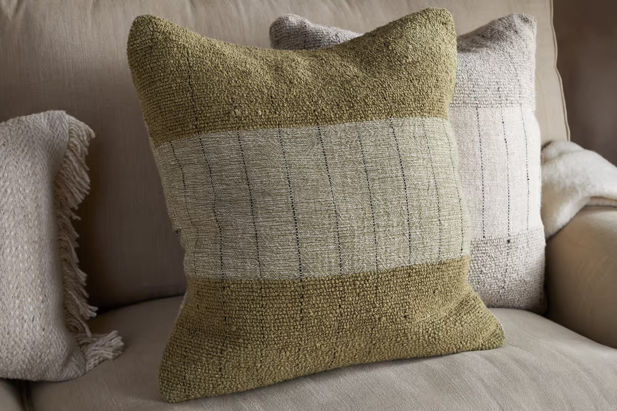 Nkuku Mayla Cushion - Olive Green