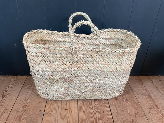 Maroc Rectangular Palm Shopping Basket - Medium