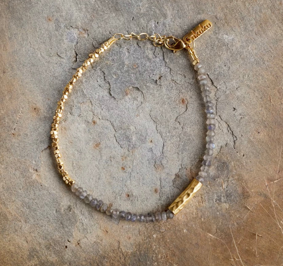 Nkuku Labradorite & Brass bracelet