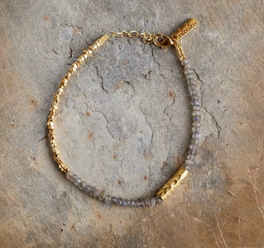 Nkuku Labradorite & Brass bracelet