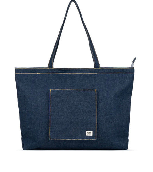 Roka Portobello Large Tote Bag - dark wash denim
