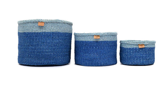 Basket Room Tofauti Two Blue Duo Block Woven Basket