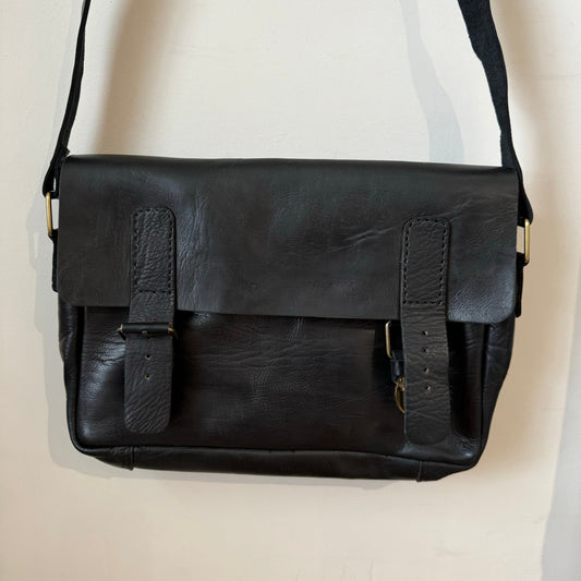 MAROC LEATHER Satchel Bag Black Large
