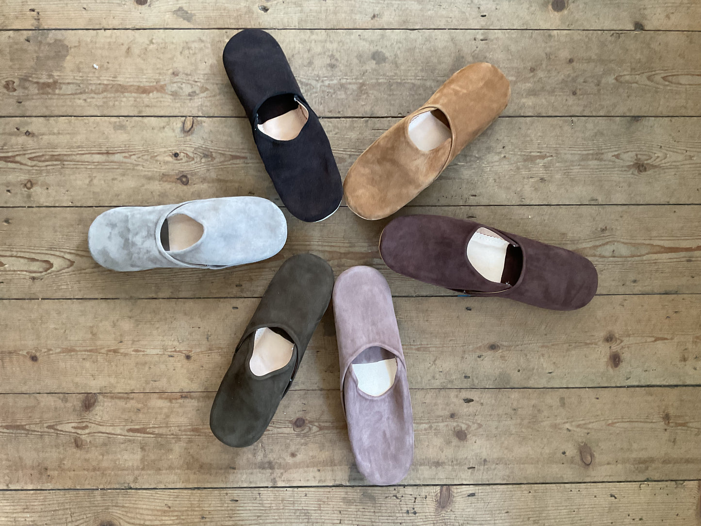 MAROC LEATHER  Suede Slippers - Browns and Black