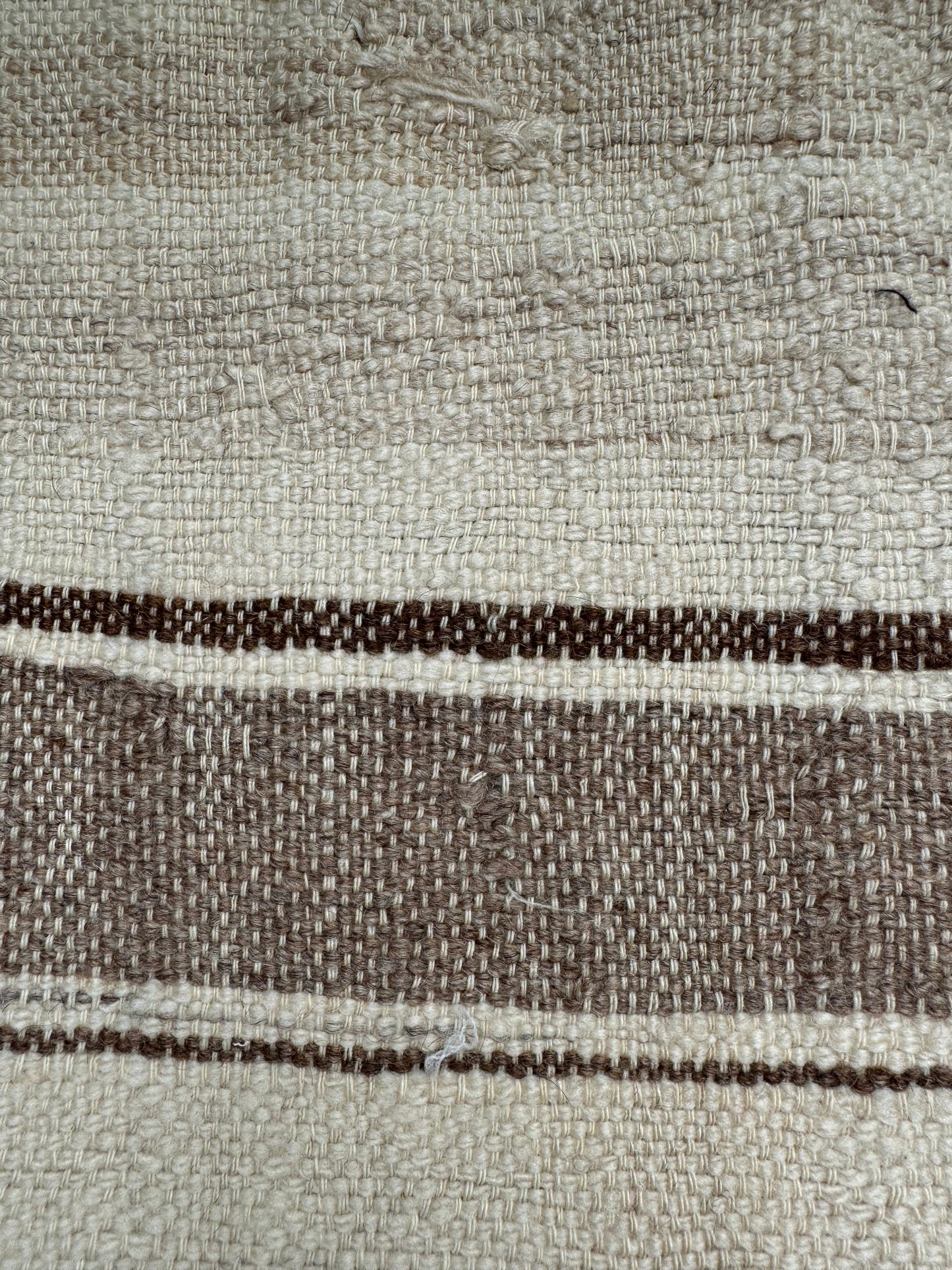 MAROC Vintage Hanbal Rug CREAM BROWN BLUE STRIPE
