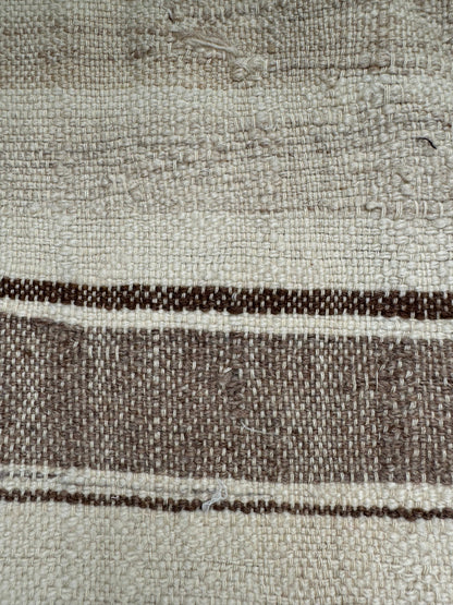 MAROC Vintage Hanbal Rug CREAM BROWN BLUE STRIPE