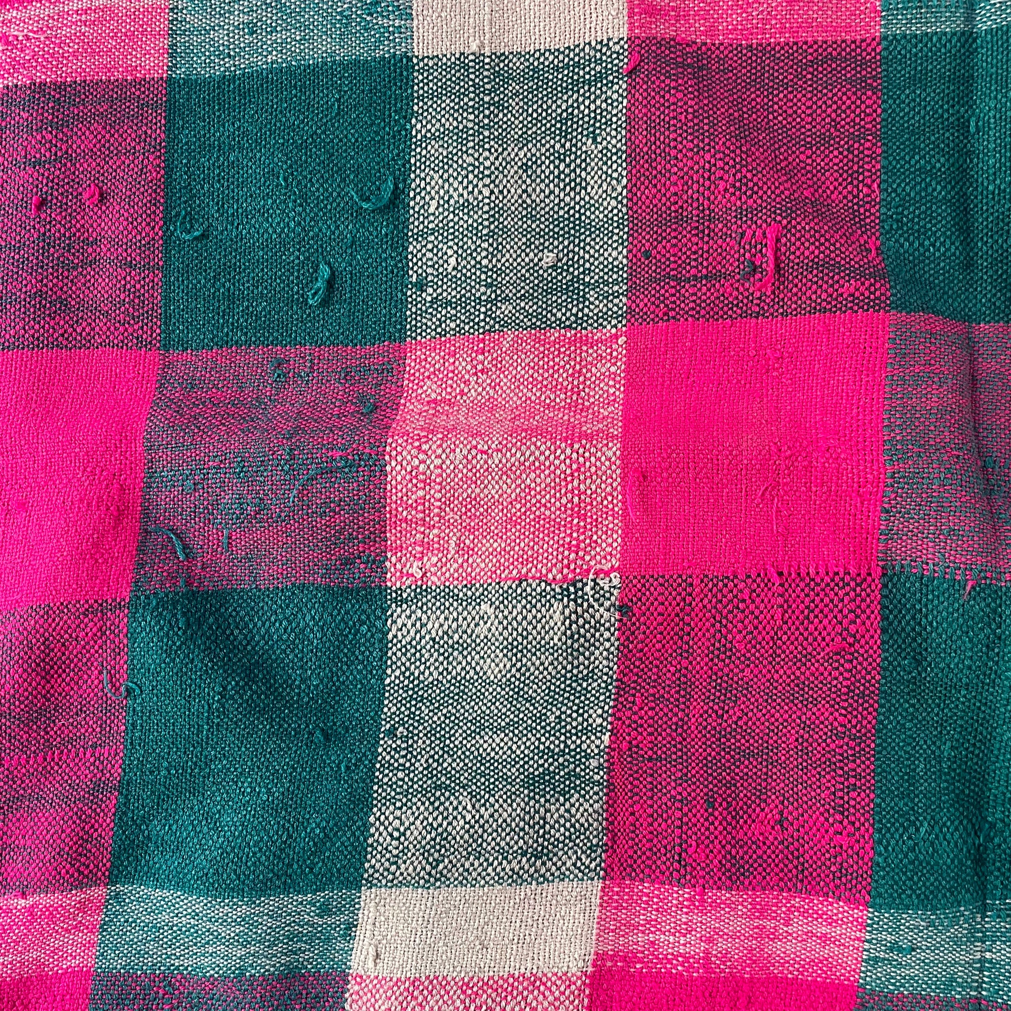 Maroc Vintage Pink and Teal Check Beach / Picnic Blanket