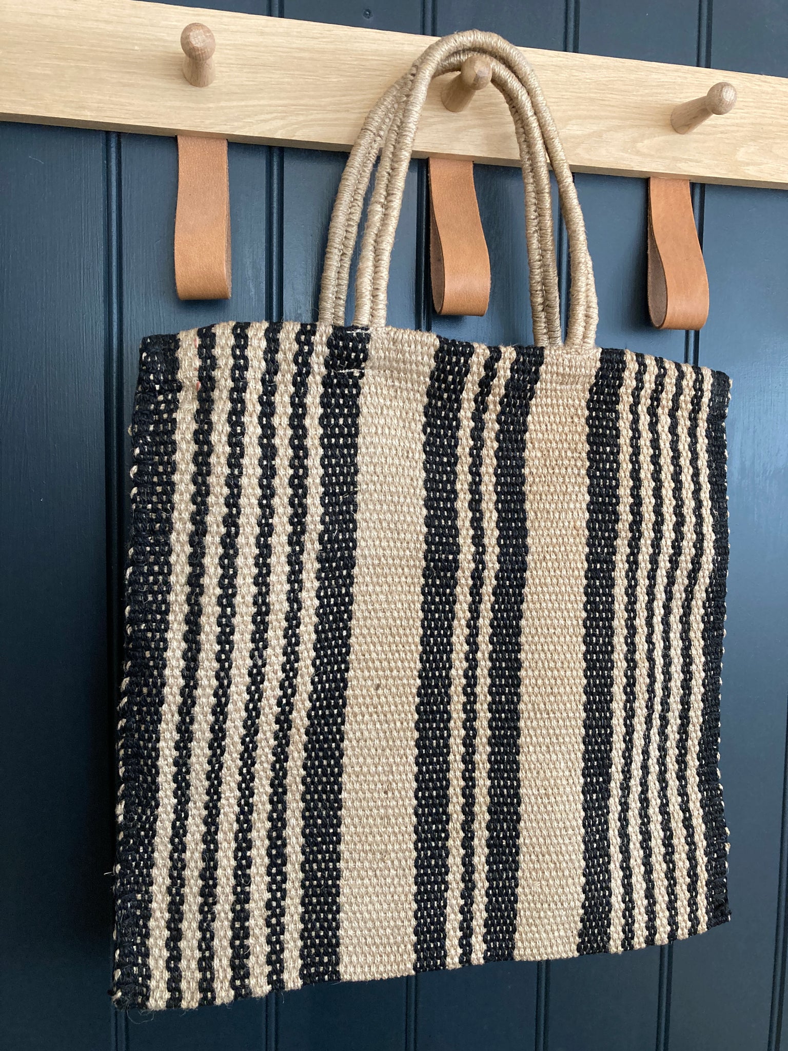 Maison Bengal Poresh Jute bag Natural and Black Stripe