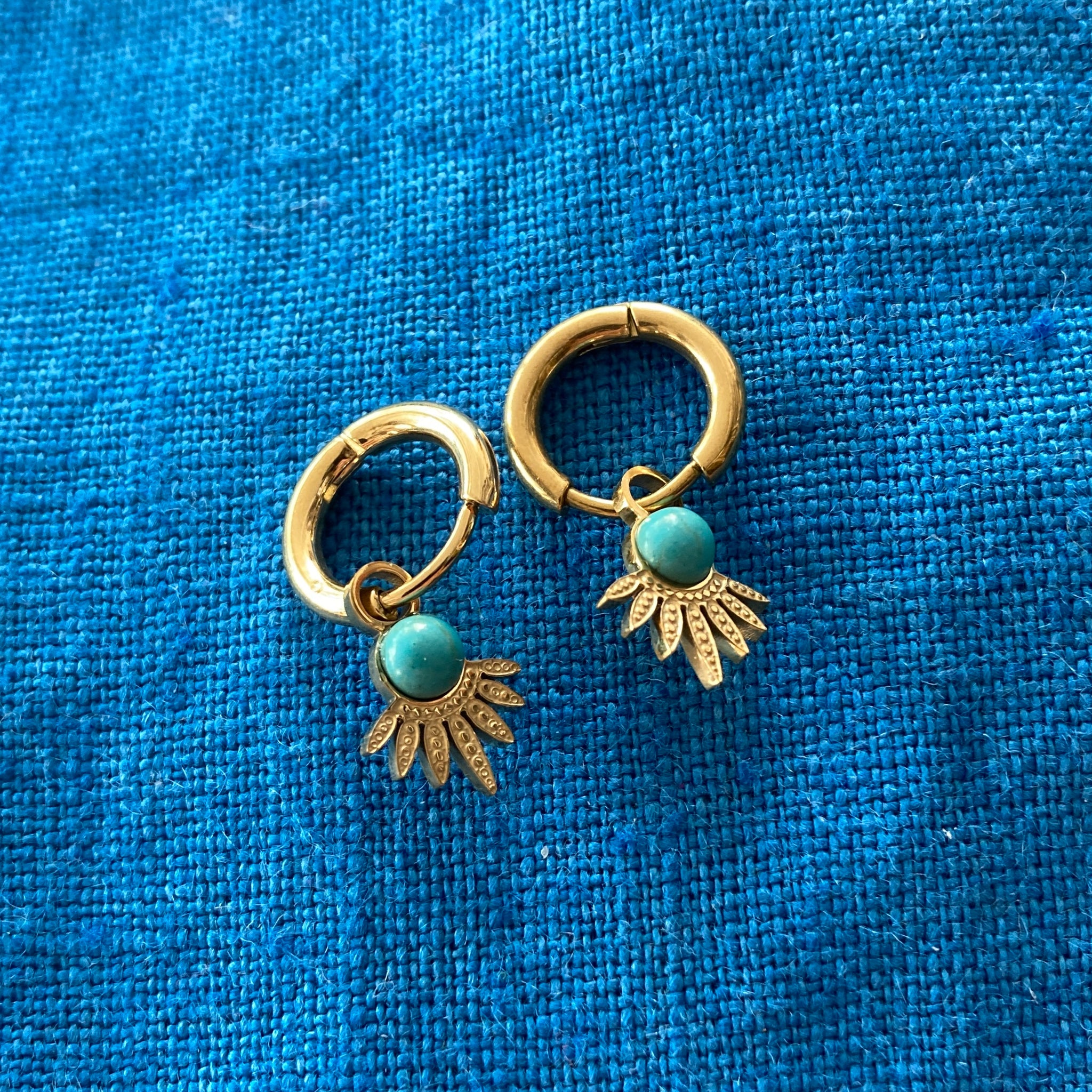 Little Nell Turquoise Drop Hoop Earrings