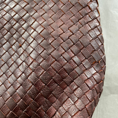 MAROC Woven Leather Crossbody Bag - Chocolate