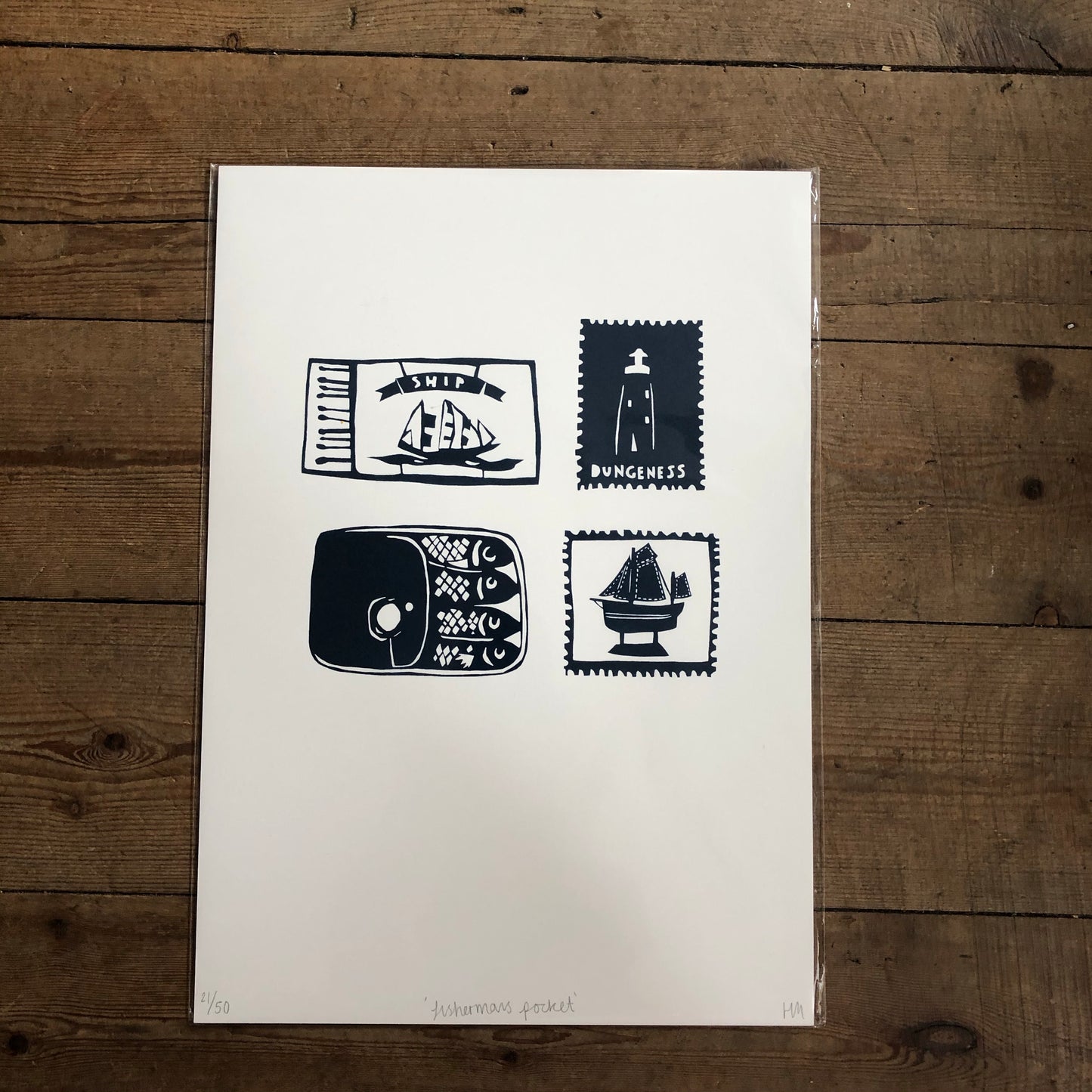 Harriet Morgan Fishermans Pocket Print in Black